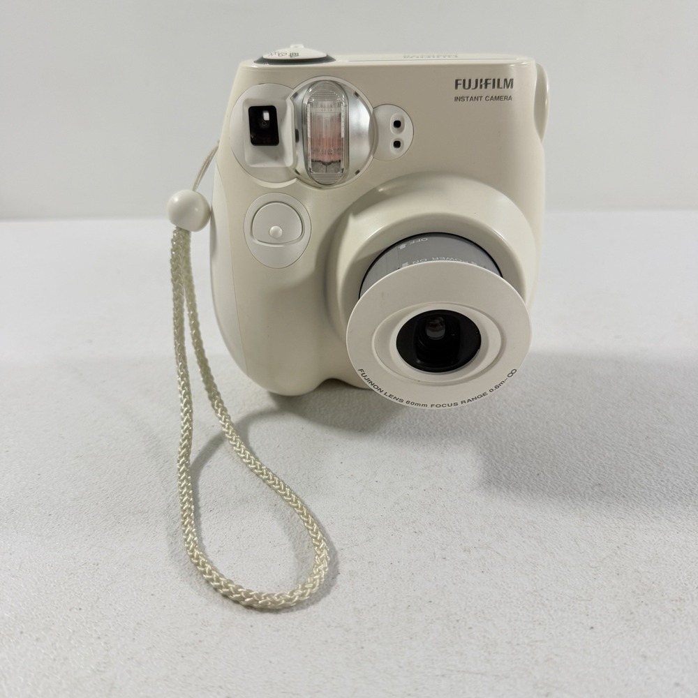 Fujifilm Instax mini 7S Instant Film Camera White w/ Strap TESTED WORKING